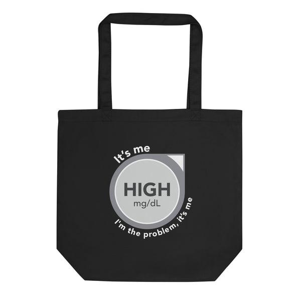 ExpressionMed High, I'm the Problem Eco Tote Bag Taylor Swift-inspired design incorporating CGM glucose monitor symbolism