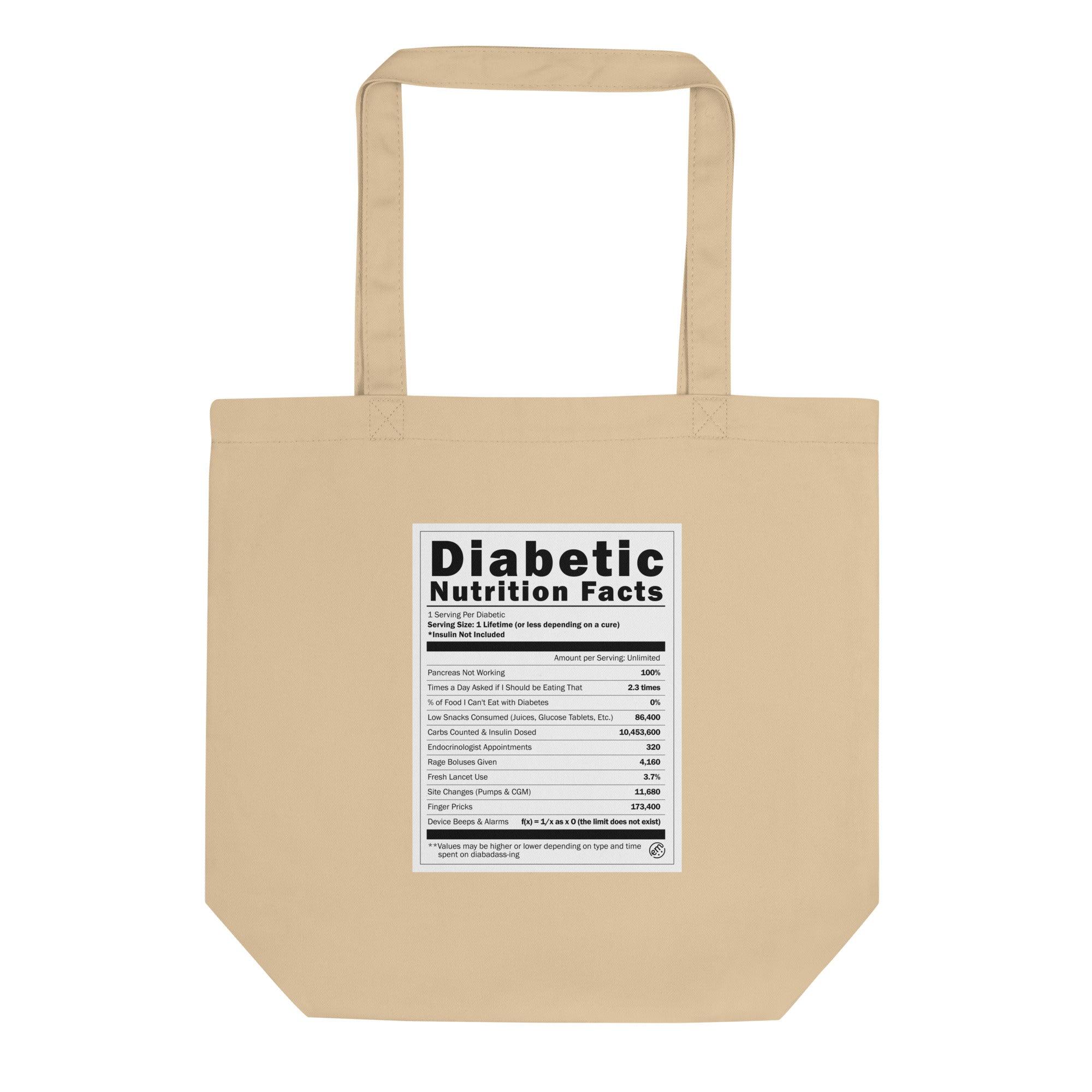 ExpressionMed Diabetic Nutrition Facts Label Eco Tote Bag  Healthy Labels,  