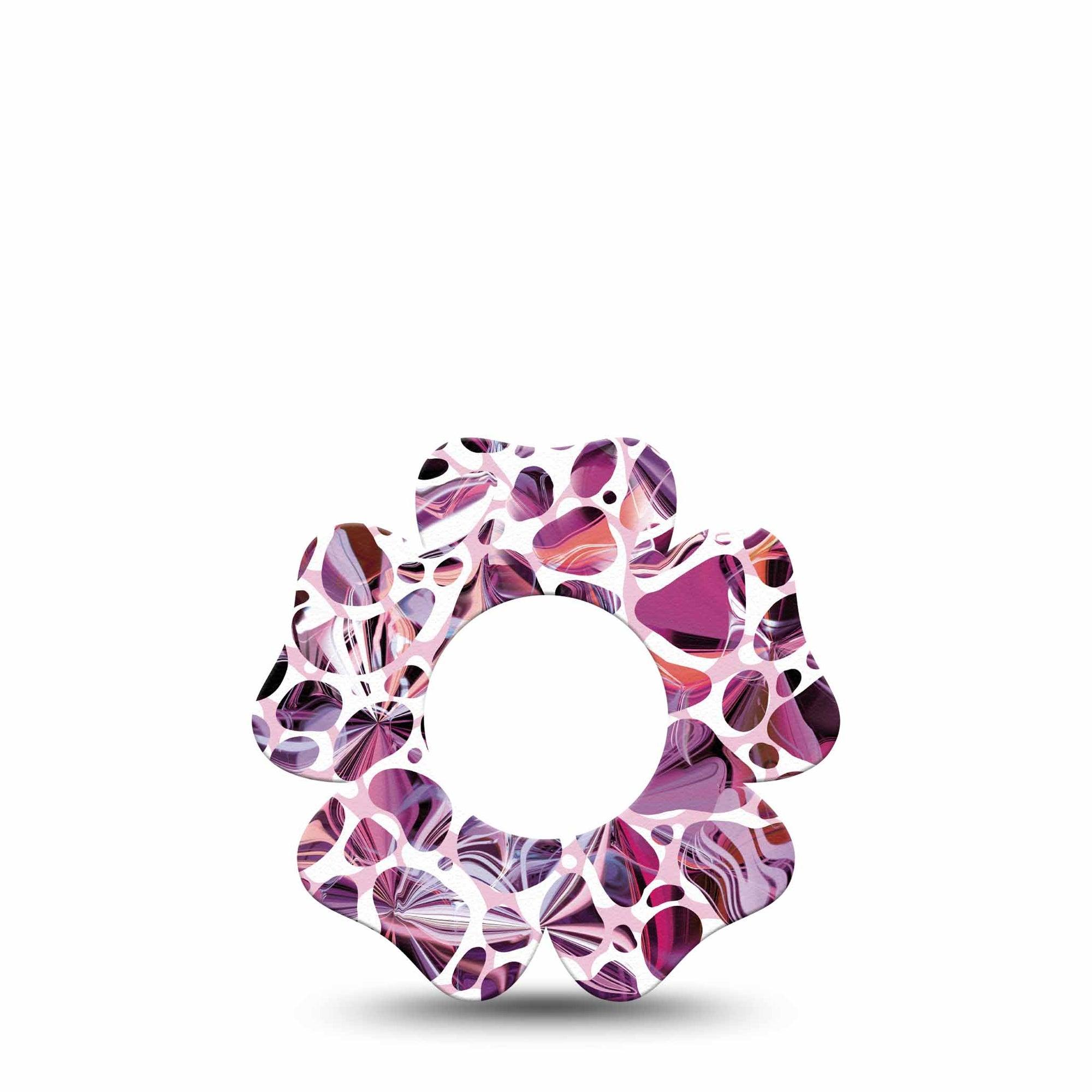 ExpressionMed Purple Pebbles Freestyle Libre 2 and Libre 2 Plus Flower Shape Tape, Abbott Lingo,  Single Tape Amethyst Pebbles, Fixing Ring Tape CGM Design