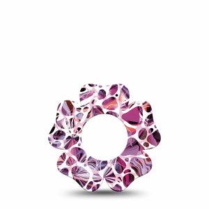 ExpressionMed Purple Pebbles Freestyle Libre 2 and Libre 2 Plus Flower Shape Tape, Abbott Lingo,  Single Tape Amethyst Pebbles, Fixing Ring Tape CGM Design