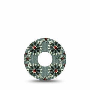 ExpressionMed Green Embroidery Freestyle Libre 3 and Libre 3 Plus Tape, Single Tape Embroidered Florals, Adhesive Tape Continuous Glucose Monitor Design