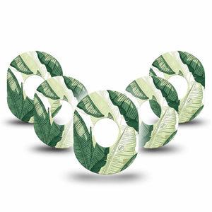 ExpressionMed Palm Leaf Dexcom G7 and Dexcom Stelo Glucose Biosensor System Gumdrop, 5-Pack Green leaf Adhesive Patch for Continuous Glucose Monitor