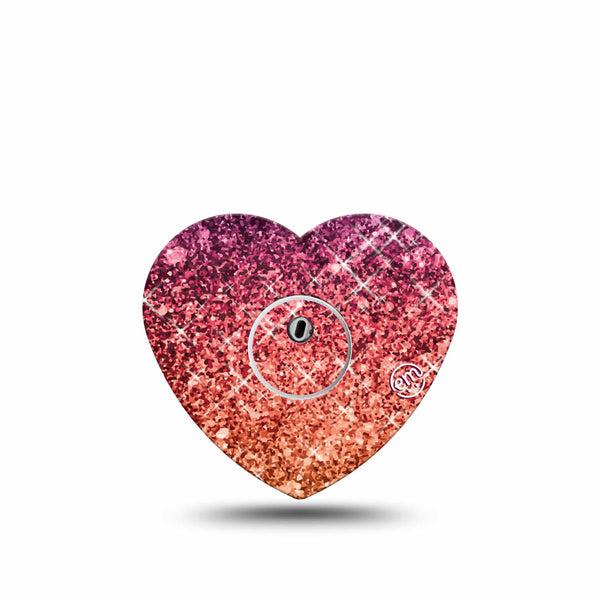 ExpressionMed Glittering Fall Ombre Freestyle Libre 3 and Libre 3 Plus Heart Shape Tape Single Tape and Single Sticker Radiant Gradient, Patch CGM Design