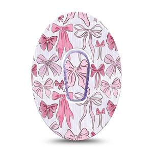 ExpressionMed Bows and Ribbons Dexcom G6 Tape Single Tape and Single Sticker Delicate Pink Bows, Plaster Continuous Glucose Monitor Design