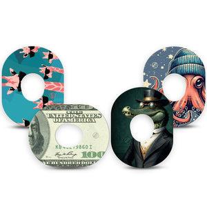 ExpressionMed Action Crew Variety Pack Variety Pack Dexcom G7 Tape, Dexcom Stelo Glucose Biosensor System, 4-Pack Tape Variety Action Movie Inspired Animals, Overlay Tape CGM Design