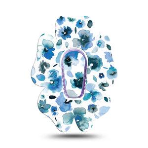 ExpressionMed Sapphire Petals Dexcom G6 Flower Shape Tape Single Tape and Single Sticker Azure blossoms Adhesive Patch Continuous Glucose Monitor Design