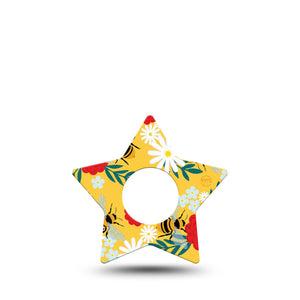 ExpressionMed Bees and Flowers Infusion Set Star Shape Tape 5-Pack Tape Bees Gathering Plaster Continuous Glucose Monitor Design