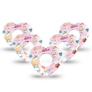 ExpressionMed Alice in Wonderland Infusion Set Heart Shape Tape 10-pack Tape Imaginary Story Alice Wonderland, Adhesive Tape Continuous Glucose Monitor Design