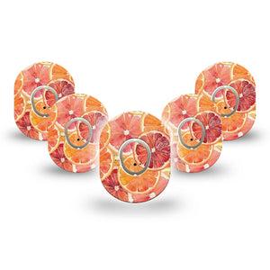 ExpressionMed Oranges Dexcom G7 and Dexcom Stelo Glucose Biosensor System Mini, 5-Pack Tape and 5-Pack Sticker Watercolor blood oranges Sensor Cover for Continuous Glucose Monitor