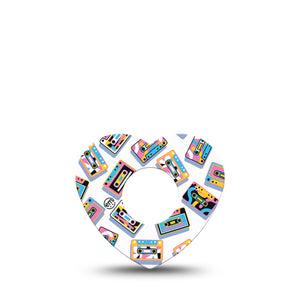 ExpressionMed Vintage Music Tapes Infusion Set Heart Shape Tape 5-Pack Tape Neon Cassette Tapes, Adhesive Tape Continuous Glucose Monitor Design