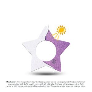 ExpressionMed Solar Violet Freestyle Libre 2 and Libre 2 Plus Star Shape Tape, Abbott Lingo, Single Tape Color-Changing in Sunlight, Adhesive Tape CGM Design