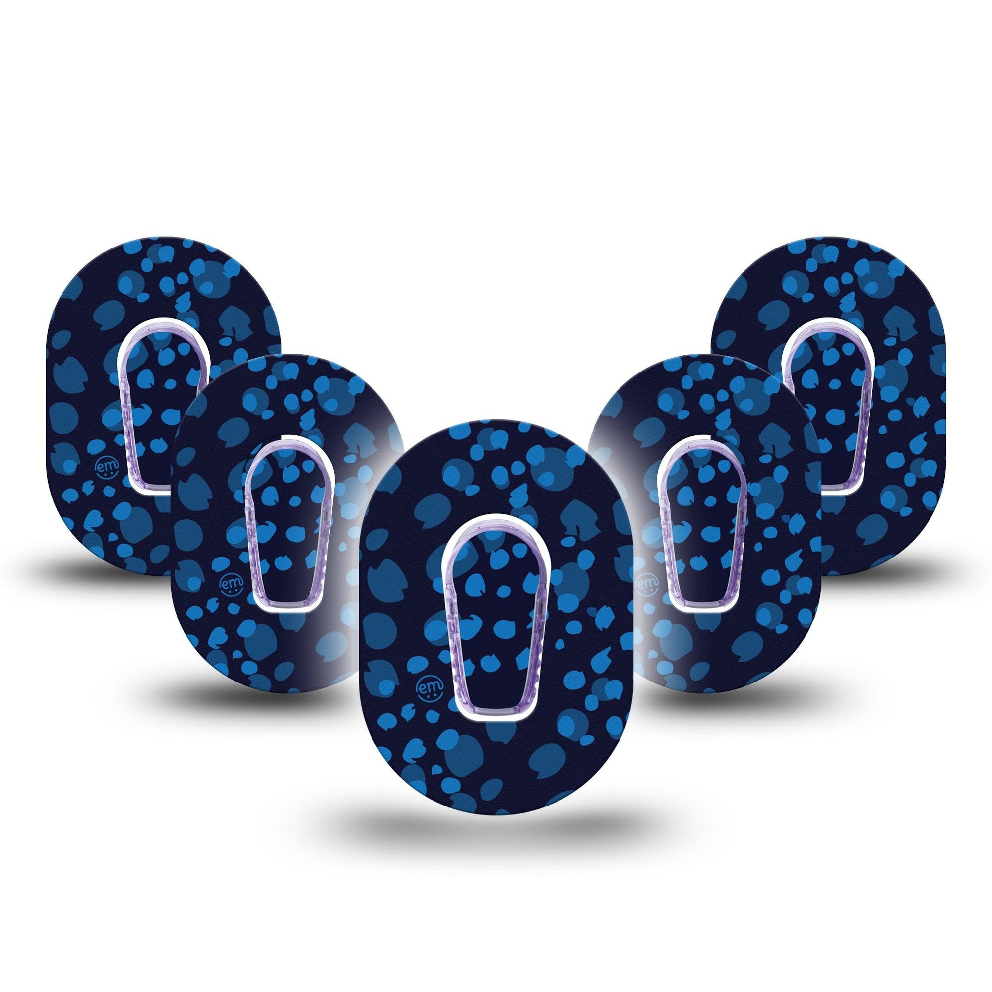 ExpressionMed Blue Drops Dexcom G6 Mini Tape, 5-Pack Tape and 5-Pack Sticker Classy Navy Blue Drops, Adhesive Tape CGM Design