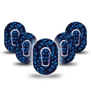 ExpressionMed Blue Drops Dexcom G6 Mini Tape, 5-Pack Tape and 5-Pack Sticker Classy Navy Blue Drops, Adhesive Tape CGM Design
