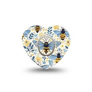 ExpressionMed Busy Bees Dexcom G7 and Dexcom Stelo Glucose Biosensor System Heart, Single Tape and Single Sticker Pretty bees Best Covers for CGM