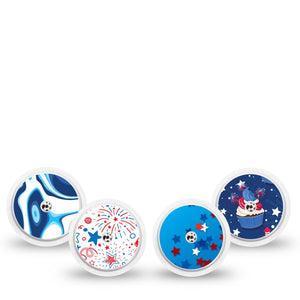 ExpressionMed Firecracker Frenzy Variety Pack Freestyle Libre and Libre 2 Plus Sticker, Abbott Lingo, 4-Pack Sticker Variety Declaration Of Independence, Vinyl Graphics Continuous Glucose Monitor Design