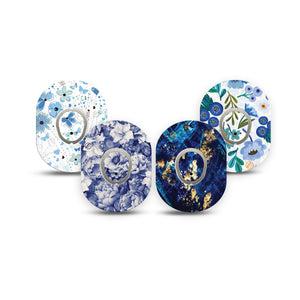 ExpressionMed Cerulean Dream Variety Pack Dexcom G7 Mini Tape, Dexcom Stelo Glucose Biosensor System, 4-Pack Tape and 4-Pack Sticker Variety Bright Summer Flowers, Patch Continuous Glucose Monitor Design