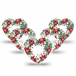 ExpressionMed Christmas Wreath Freestyle Libre 3 Heart Shape Tape 5-Pack Tape Welcoming Holiday Garland, Patch CGM Design