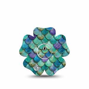 ExpressionMed Mermaid Scales Freestyle Libre 3 and Libre 3 Plus Flower, Single Tape and Single Sticker ocean shimmer texture Adhesive Tape for CGM