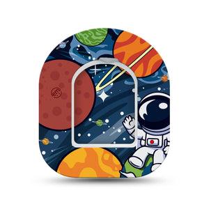 ExpressionMed Astronaut Omnipod Surface Center Sticker and Mini Tape Space Theme Vinyl Sticker and Tape Design Pump Design