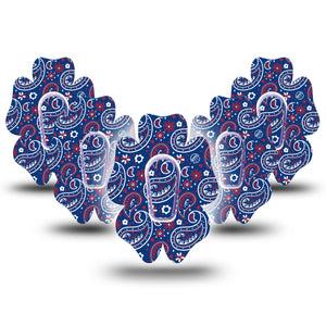ExpressionMed Independence Paisley Dexcom G6 Flower Shape Tape 5-Pack Tape and 5-Pack Sticker Summer Ornamental Print, Adhesive Patch Continuous Glucose Monitor Design