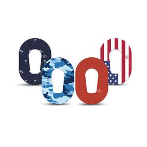 ExpressionMed USA Basics Dexcom G6 Mini, 4-Pack Tape red white blue palette Waterproof Sensor Cover for Continuous Glucose Monitor