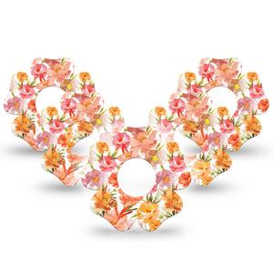 ExpressionMed Peach Dusk Infusion Set Flower Shape Tape, 10-Pack Tape Orange Airy Textures, Plaster Continuous Glucose Monitor Design