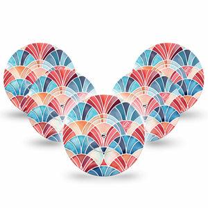 ExpressionMed Watercolor Fan Freestyle Libre, Libre 2 Plus, and Abbott Lingo, 5-Pack Tape and 5-Pack Sticker Watercolor fan motif Accessories for Continuous Glucose Monitor