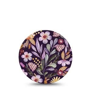 ExpressionMed Moody Blooms Dexcom 2 Overpatch Adhesive Tape, Single, Purple Floral Design, Waterproof CGM Adhesive Patch, Dexcom Stelo