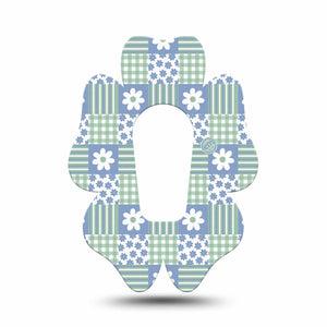 ExpressionMed Patchwork Flowers Dexcom G6 Flower, Single Tape Spring blue green print Overlay Tape for CGM