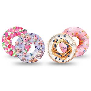 ExpressionMed Morning Delights Freestyle Libre 3 and Libre 3 Plus, 4-Pack Tape Pink and berry foods Best Covers for CGM