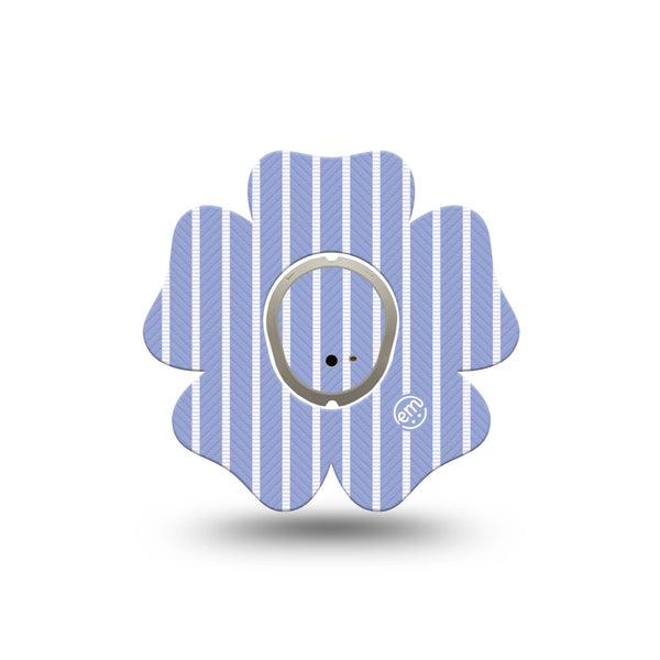ExpressionMed Blue Stripes Dexcom G7 and Dexcom Stelo Glucose Biosensor System Flower, Single Tape and Single Sticker Cornflower blue striped Patch for CGM