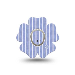ExpressionMed Blue Stripes Dexcom G7 and Dexcom Stelo Glucose Biosensor System Flower, Single Tape and Single Sticker Cornflower blue striped Patch for CGM