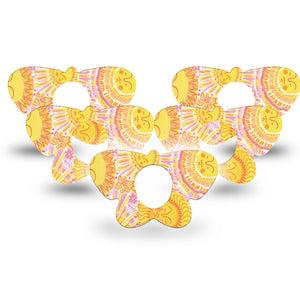 ExpressionMed Bright Sunshine Dexcom G7 and Dexcom Stelo Glucose Biosensor System Butterfly, 5-Pack sunny yellow pattern Adhesive Tape for Continuous Glucose Monitor