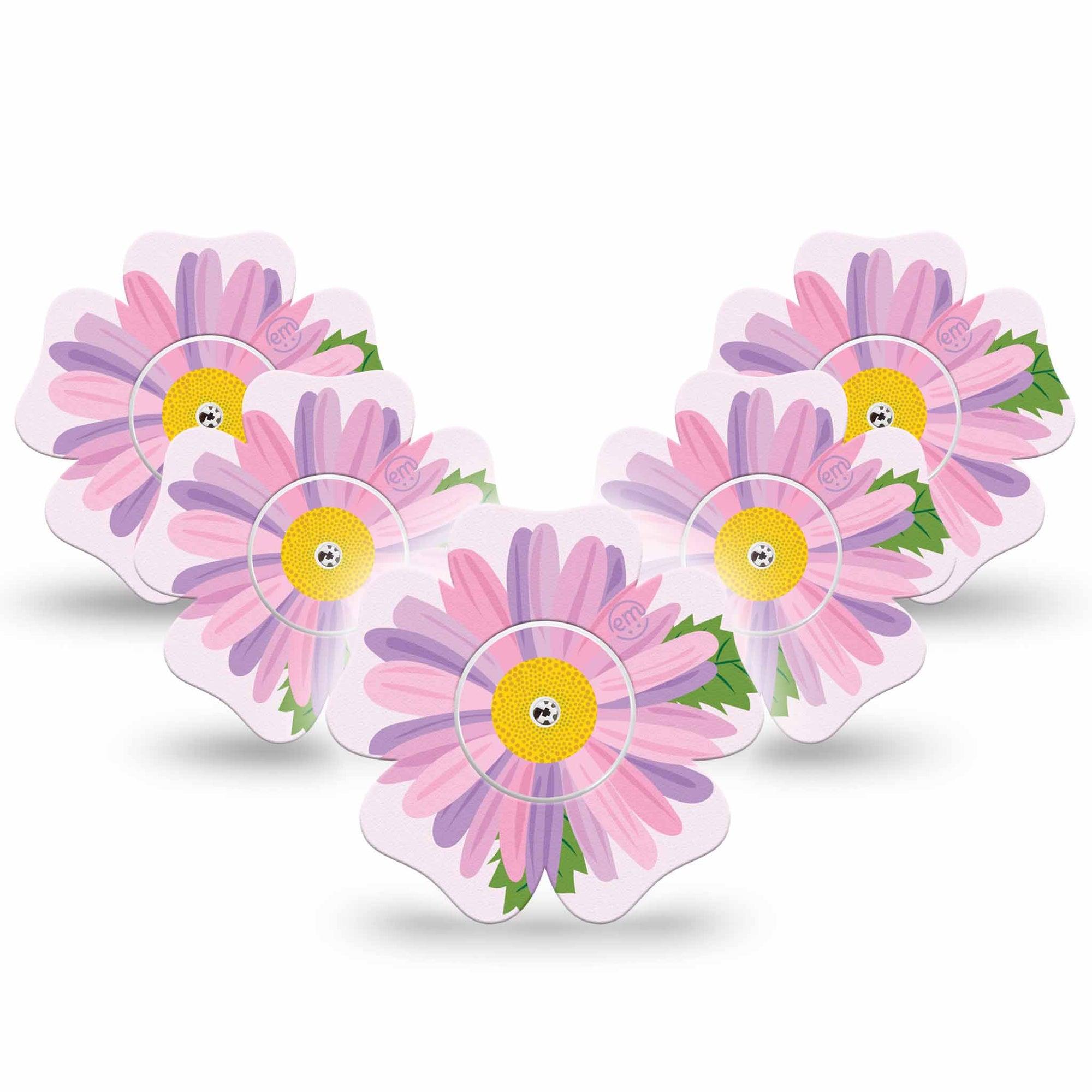 ExpressionMed Daisy Freestyle Libre 2 and Libre 2 Plus Flower Shape Tape, Abbott Lingo, 5-Pack Tape and 5-Pack Sticker Daisy Design Plaster CGM Design