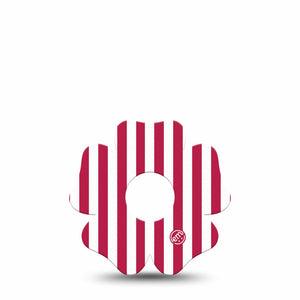 ExpressionMed Red Stripes Freestyle Libre 3 and Libre 3 Plus Flower, Single Tape Red striped pattern Decorative Adhesive Tape for CGM