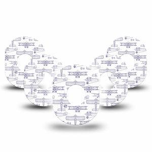 ExpressionMed Airplane Dexcom G7 Tape, Dexcom Stelo Glucose Biosensor System, 5-Pack Tape Small Aircraft Outlines, Overlay Tape CGM Design