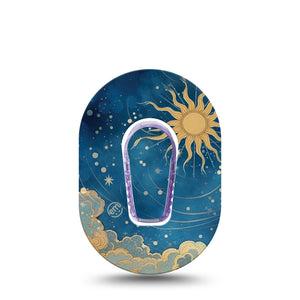 ExpressionMed Mystic Skies Dexcom G6 Mini, Single Tape and Single Sticker Magical sun Waterproof Adhesive Tape for CGM