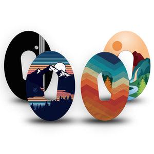 ExpressionMed Retro Alpine Trek Variety Pack Dexcom G6 Tape, 4-Pack Tape Variety Retro Nature Themed, Plaster Continuous Glucose Monitor Design