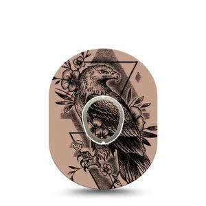 ExpressionMed Hawk Dexcom G7 Sticker and Tape, Dexcom Stelo Glucose Biosensor System,  Tattoo Inspired, Vinyl Sticker and Tape Pairing Continuous Glucose Monitor Design