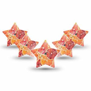 ExpressionMed Oranges Freestyle Libre 3 and Libre 3 Plus Star, 5-Pack Tape and 5-Pack Sticker Hand-painted orange slices Fixing Ring Patch for Continuous Glucose Monitor