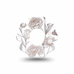 ExpressionMed Minimalist Botanical Dexcom G7 and Dexcom Stelo Glucose Biosensor System Flower, Single Tape Organic line art florals Adhesive Tape for CGM