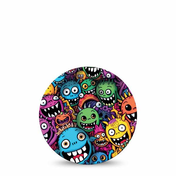 ExpressionMed Funky Monsters Dexcom G7 Overpatch, Dexcom Stelo Glucose Biosensor System, Single Tape Goofy Fun Monsters, Overlay Tape CGM Design