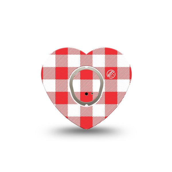 ExpressionMed Red Gingham Dexcom G7 and Dexcom Stelo Glucose Biosensor System Heart, Single Tape and Single Sticker vintage picnic plaid Best Covers for CGM