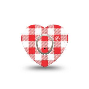 ExpressionMed Red Gingham Dexcom G7 and Dexcom Stelo Glucose Biosensor System Heart, Single Tape and Single Sticker vintage picnic plaid Best Covers for CGM