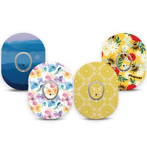 ExpressionMed Summer Brights Dexcom G7 and Dexcom Stelo Glucose Biosensor System, tape and sticker  Watercolors and bright yellow Decorative Decal for CGM