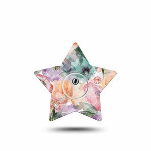 ExpressionMed Flower Clouds Freestyle Libre 3 Star Shape Tape Single Tape and Single Sticker Gauzy-Like Floral Petals, Patch CGM Design