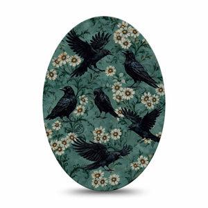 ExpressionMed Crows Medtronic Guardian Enlite Universal Oval, Single Tape gothic Halloween daisy print Vinyl Decoration for CGM