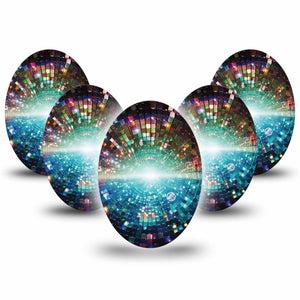 ExpressionMed Disco Lights Medtronic Guardian Enlite Universal Oval, 5-Pack Colorful light dots Fixing Ring Tape for Continuous Glucose Monitor