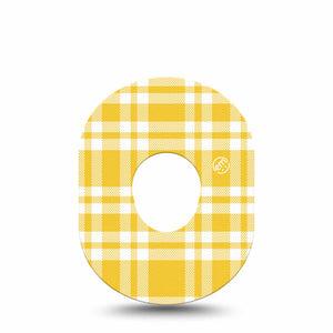 ExpressionMed yellow gingham Dexcom G7 and Dexcom Stelo Glucose Biosensor System, Single Tape Sunny checker print Fixing Ring Patch for CGM