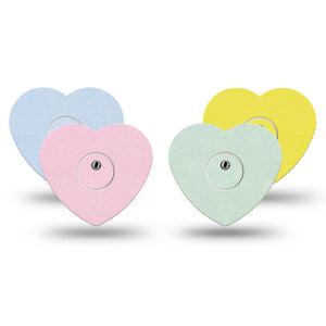 ExpressionMed Solids Variety Pack Freestyle Libre 3 and Libre 3 Plus Heart Shape Tape 4-Pack Tape and 4-Pack Sticker Variety, Pantone Inspired Collection, Patch CGM Design